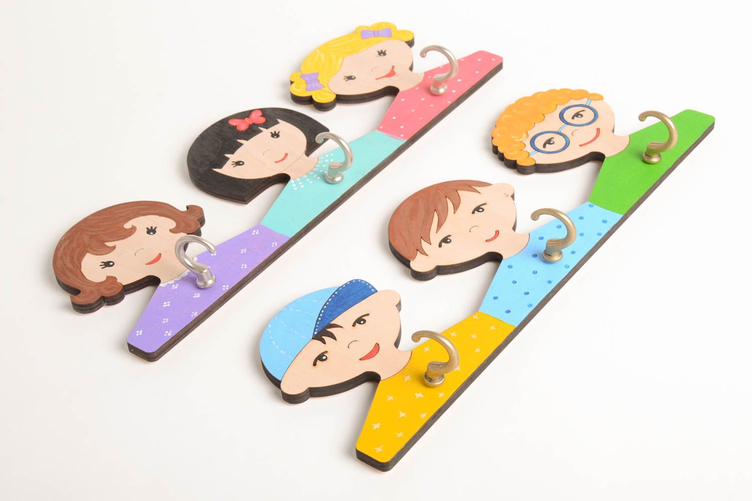 Handmade clothes hangers made of wood 2 pieces unique designer present for kids photo 5