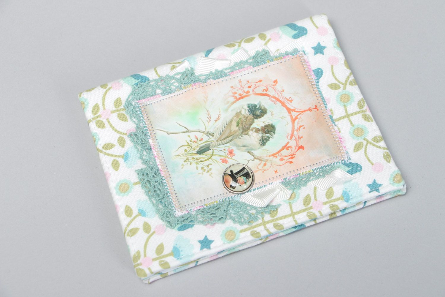 Handmade designer scrapbooking cotton fabric passport cover  photo 2