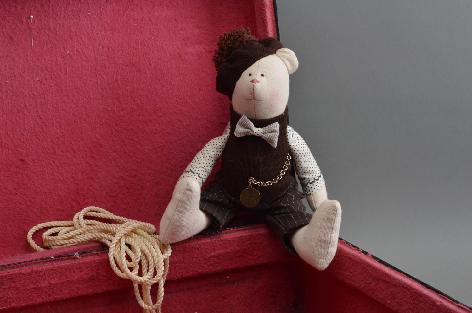 Peluche ours fait main Jouet pour enfant Cadeau original en tissus belle photo 1