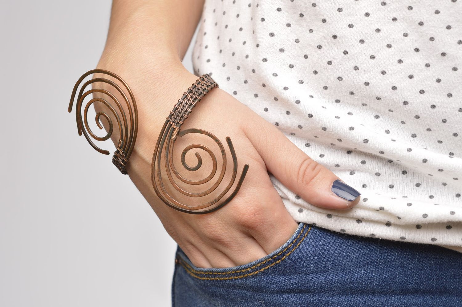 Pulsera de moda hecha a mano de cobre brazalete para mujer regalo original foto 2