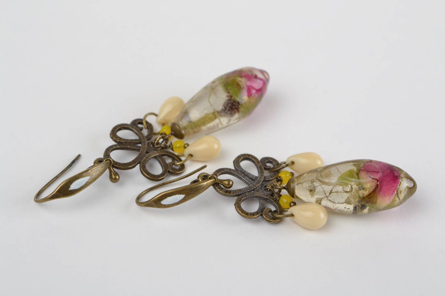 Handmade earrings epoxy resin handcrafted jewelry dangling earrings gift for her photo 8