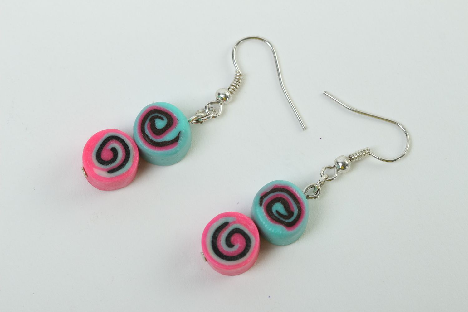 Handmade colorful earrings bright plastic earrings unusual jewelry gift photo 2
