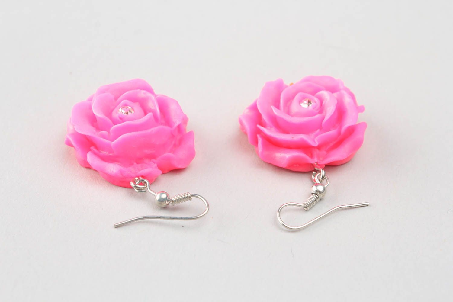Earrings made ​​of polymer clay Classic Rose photo 3
