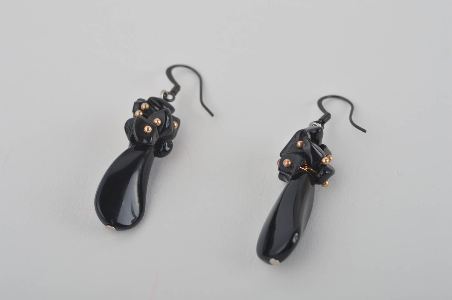 Beautiful earrings with charms black designer earrings stylish jewelry photo 5