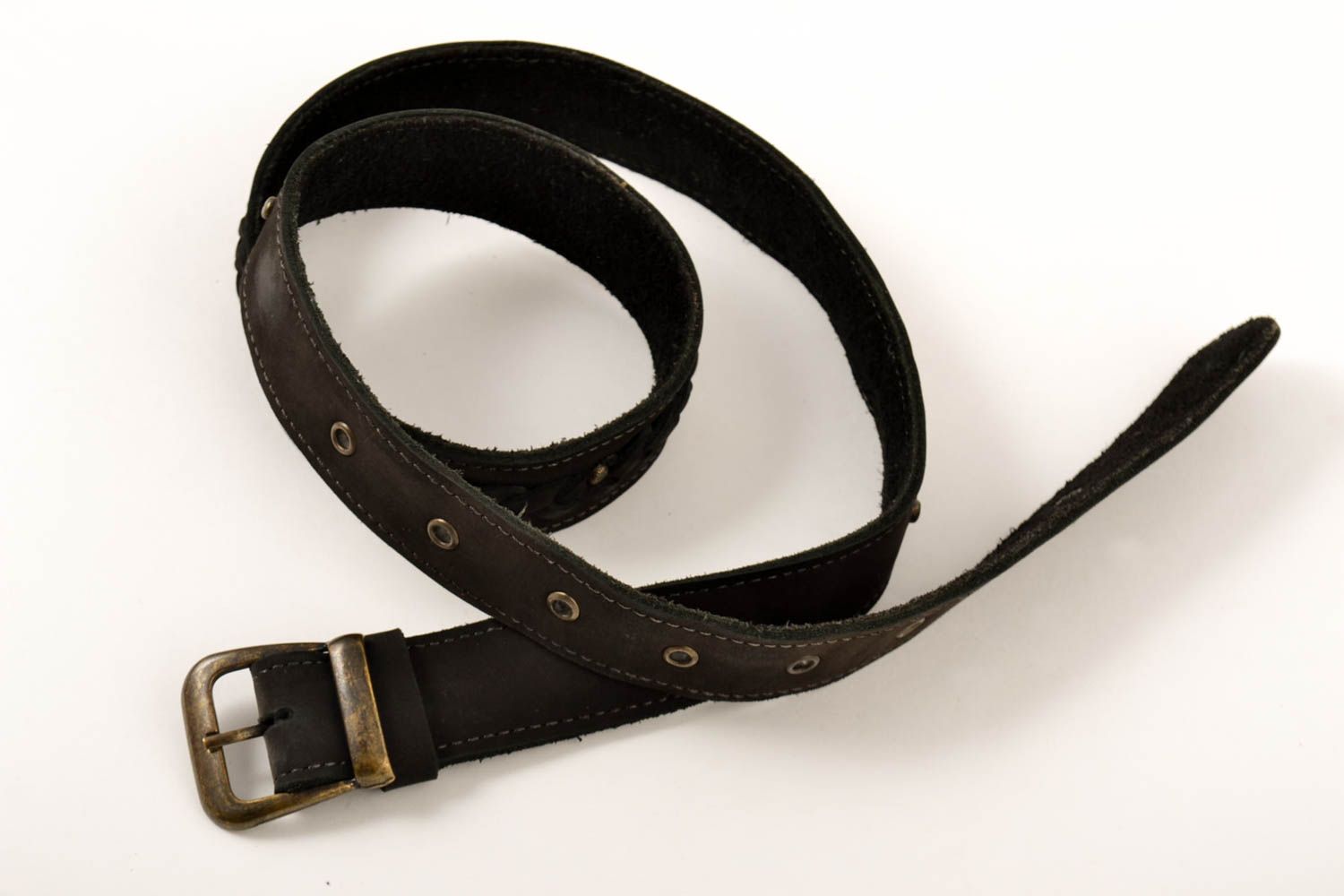 Handmade Herren Gürtel Accessoire für Männer Gürtel aus Leder stilvoll schwarz foto 4
