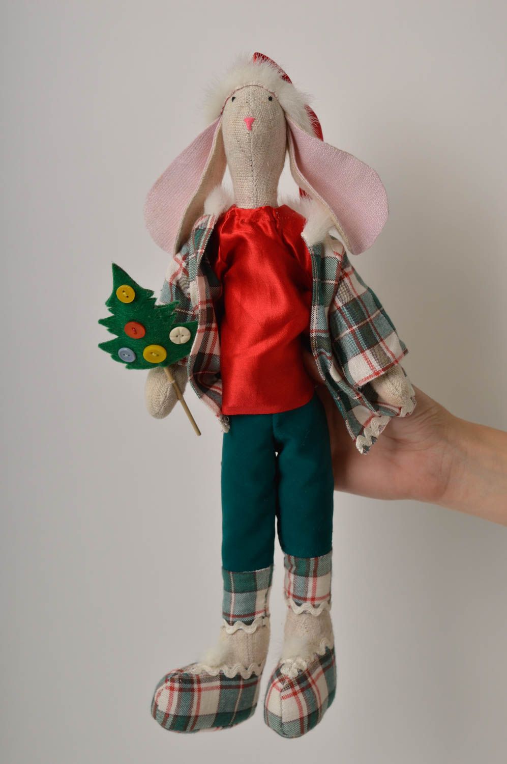 Kuscheltier Hase handgefertigt weiches Kuscheltier Kinder Spielsache Baumwolle foto 2