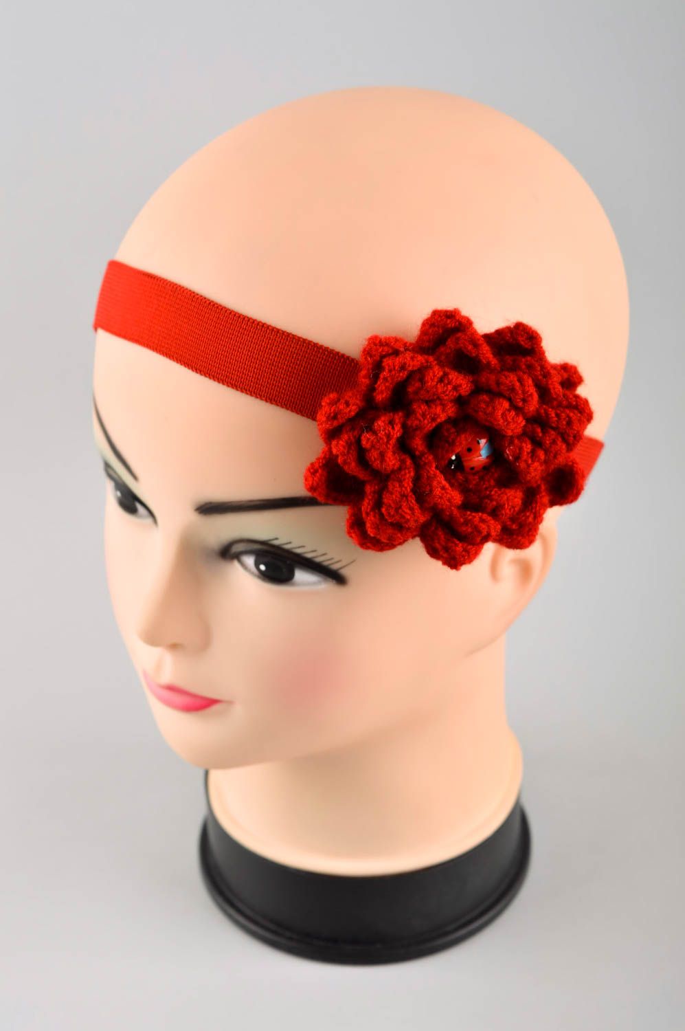 Повязка на голову ручной работы повязка для девочки красная детская повязка фото 2