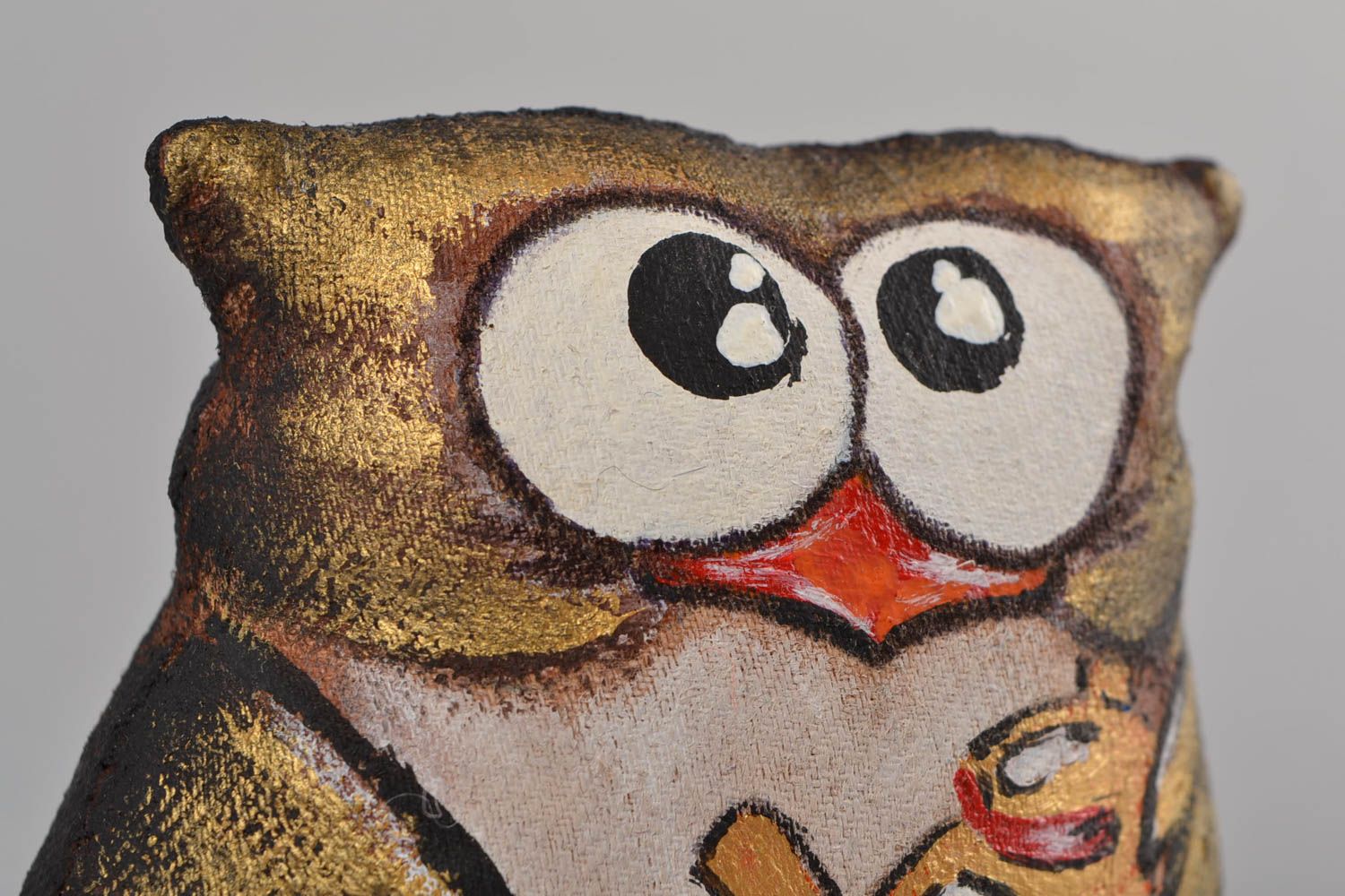 Мягкая игрушка из ткани кофейная ароматизированная в виде совы ручной работы фото 4