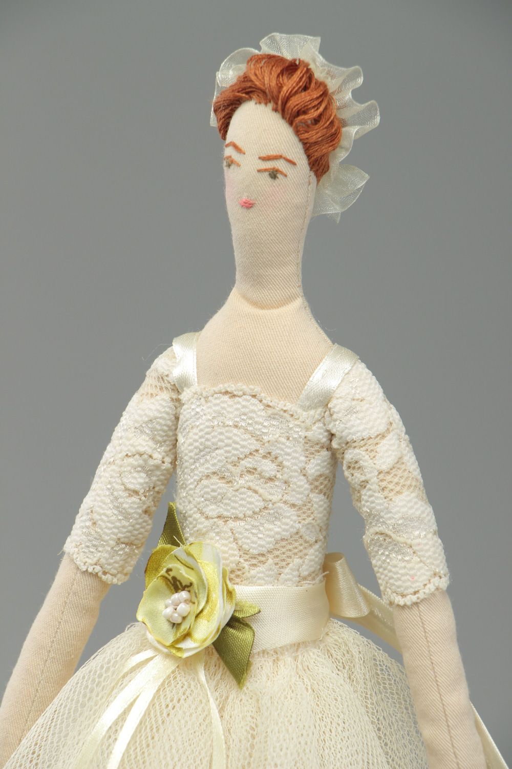 Handmade collectible decorative fabric doll Ballerina photo 2