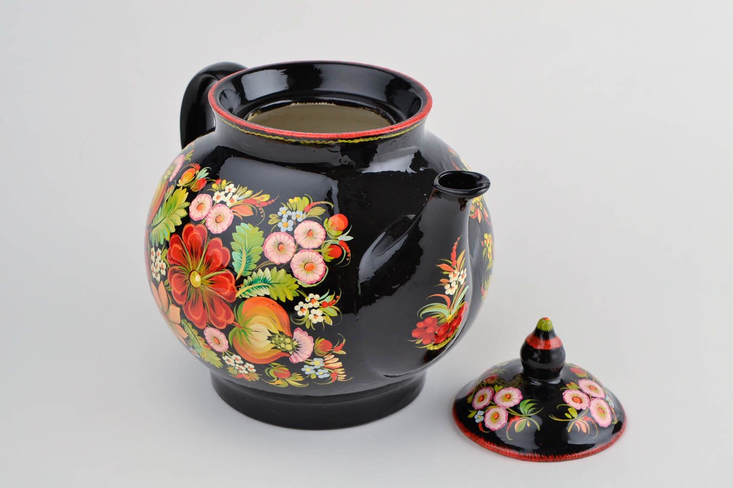 Teekanne aus Porzellan handmade Küchen Zubehör originelles Geschenk bemalt schön foto 5