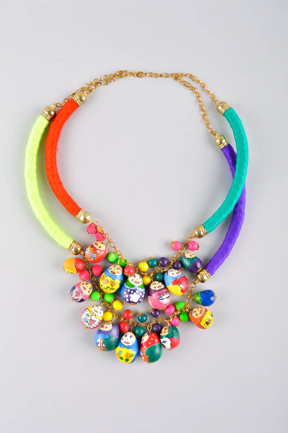 Handmade bright textile necklace unusual designer necklace elegant jewelry photo 2
