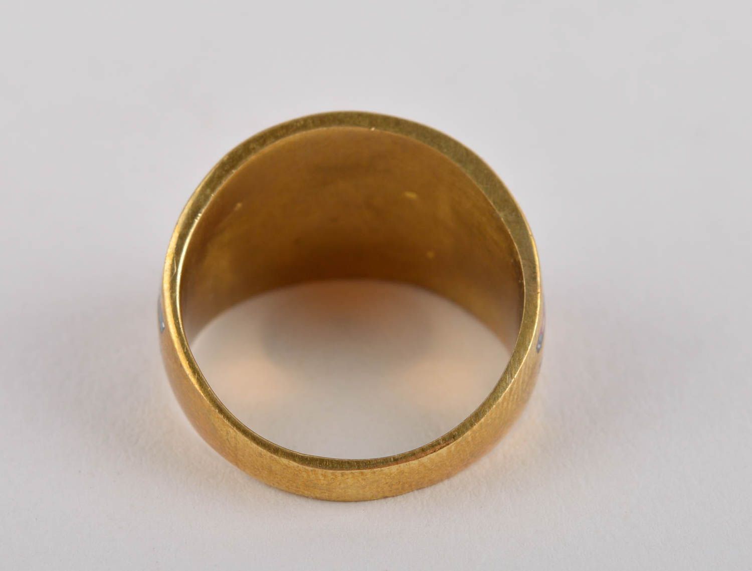 Кольцо ручной работы украшение из латуни модное кольцо широкое с самоцветами фото 4