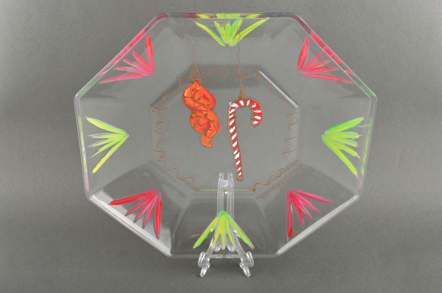 Handmade glass plate glass dish glass tableware Christmas decorative ideas photo 2