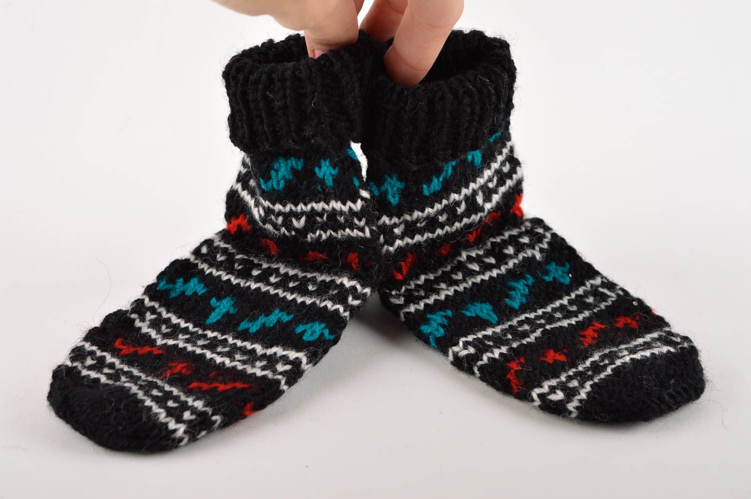 Wollsocken handgestrickt bunte Kindersocken gestrickte Socken dicke Kindersocken foto 5