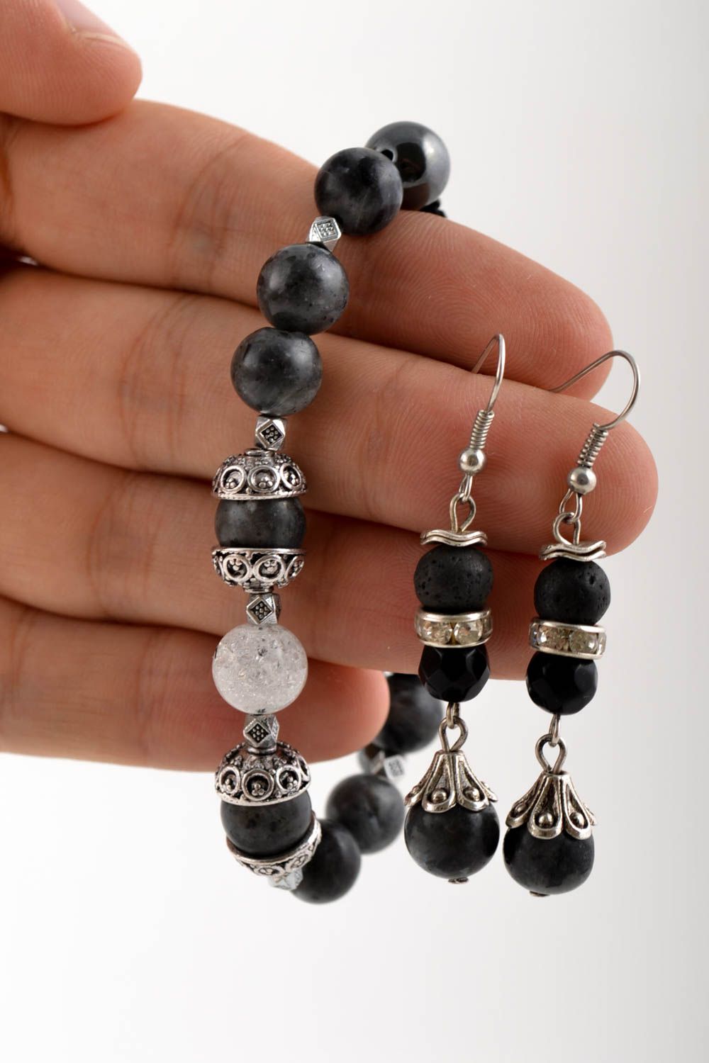 Handmade gemstone jewelry set beaded earrings beaded bracelet designs gift ideas photo 4
