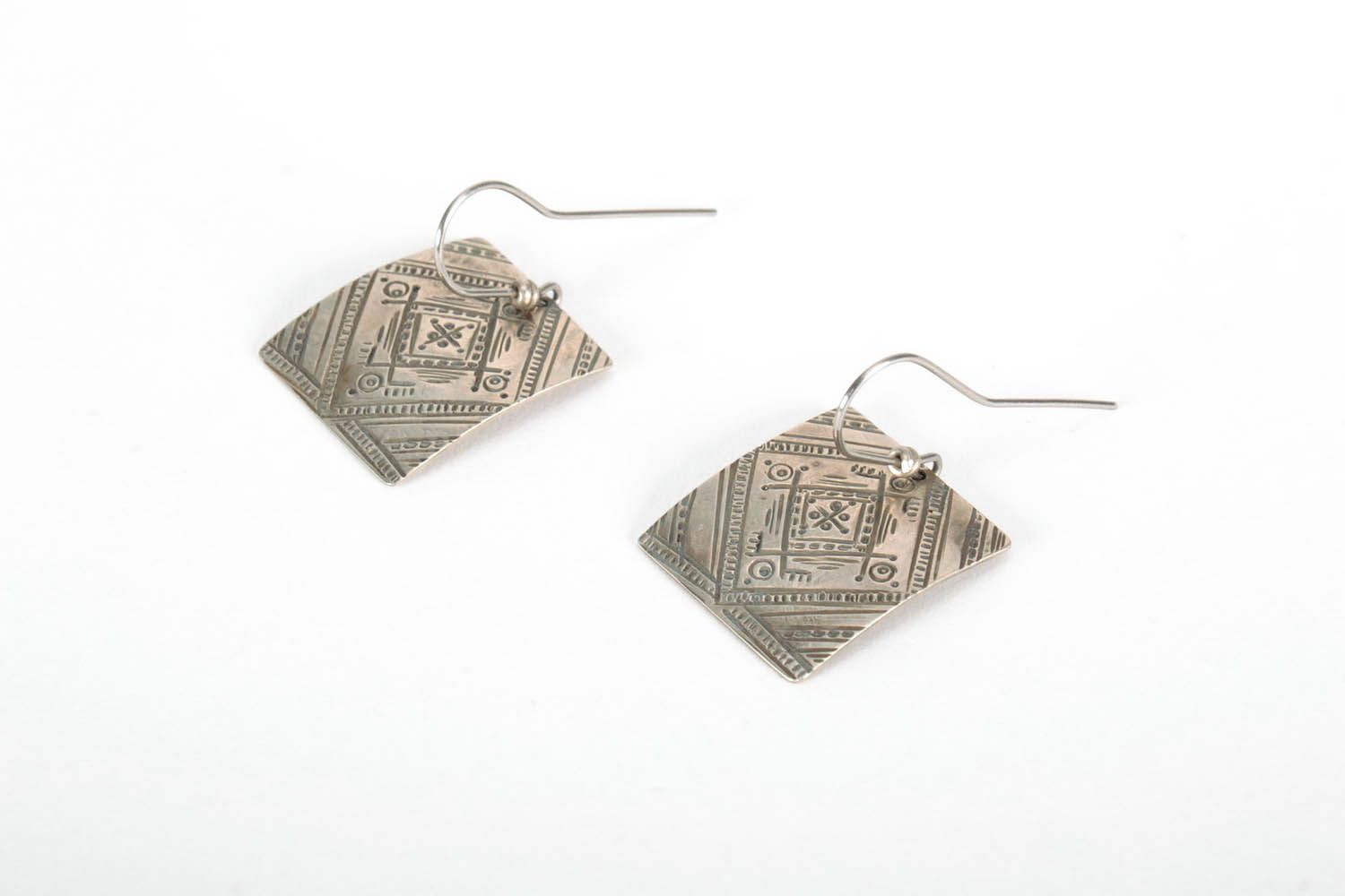 Square melchior earrings with ornament photo 3