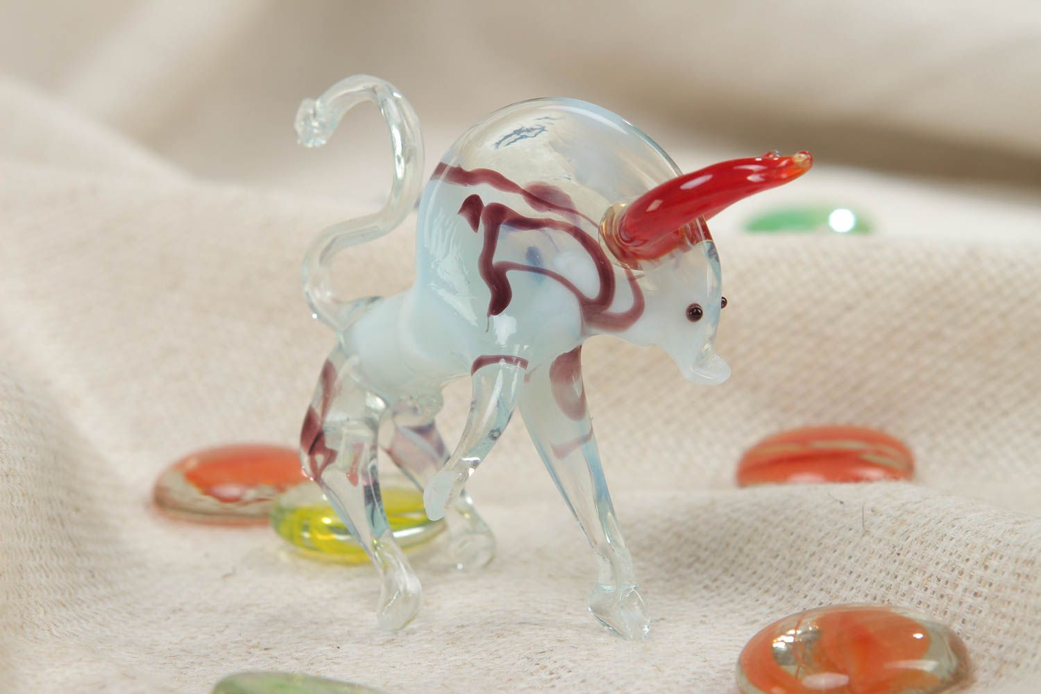 Lampwork glass figurine of ox photo 5
