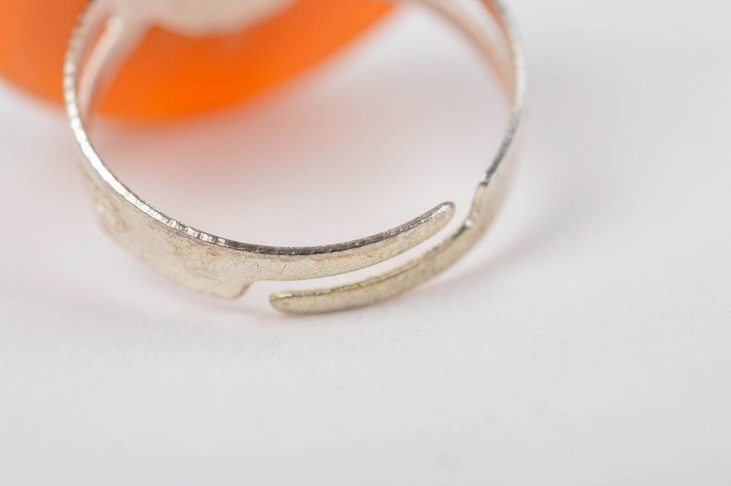 Кольцо ручной работы кольцо из стекла красивое оранжевое бижутерия из стекла фото 4