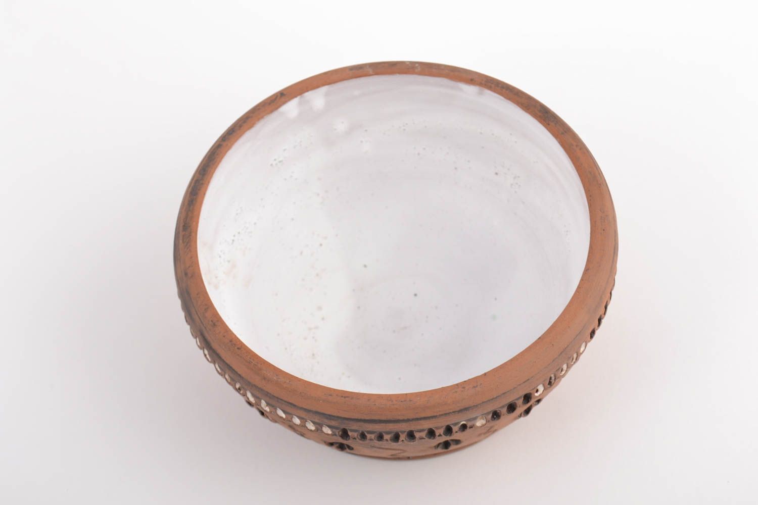Small homemade designer clay bowl kilned with milk 350 ml beautiful kitchenware photo 3