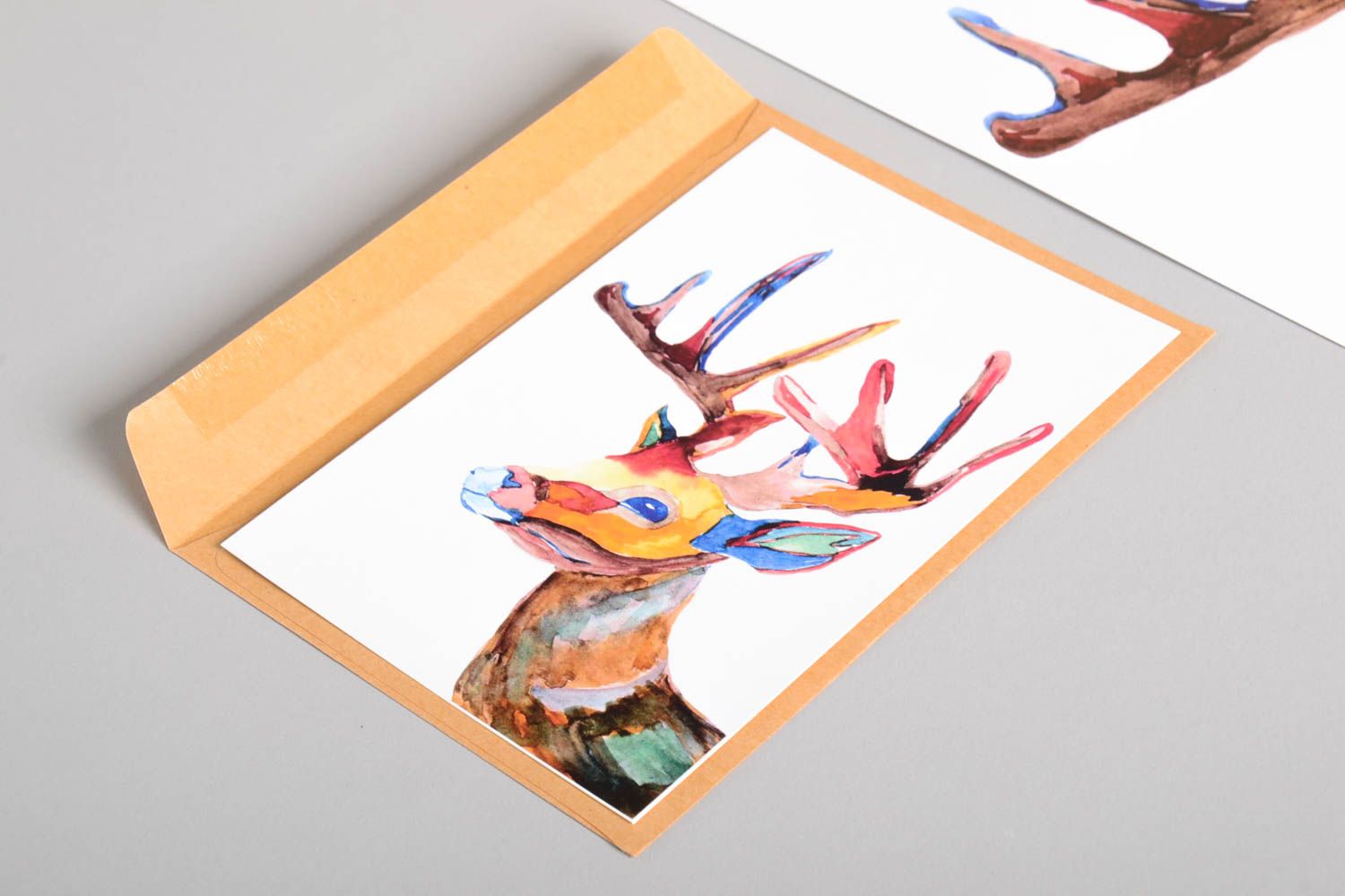 Handmade Hirschen modernes Wandbild Design Grusskarte Geschenk Idee stilvoll foto 2