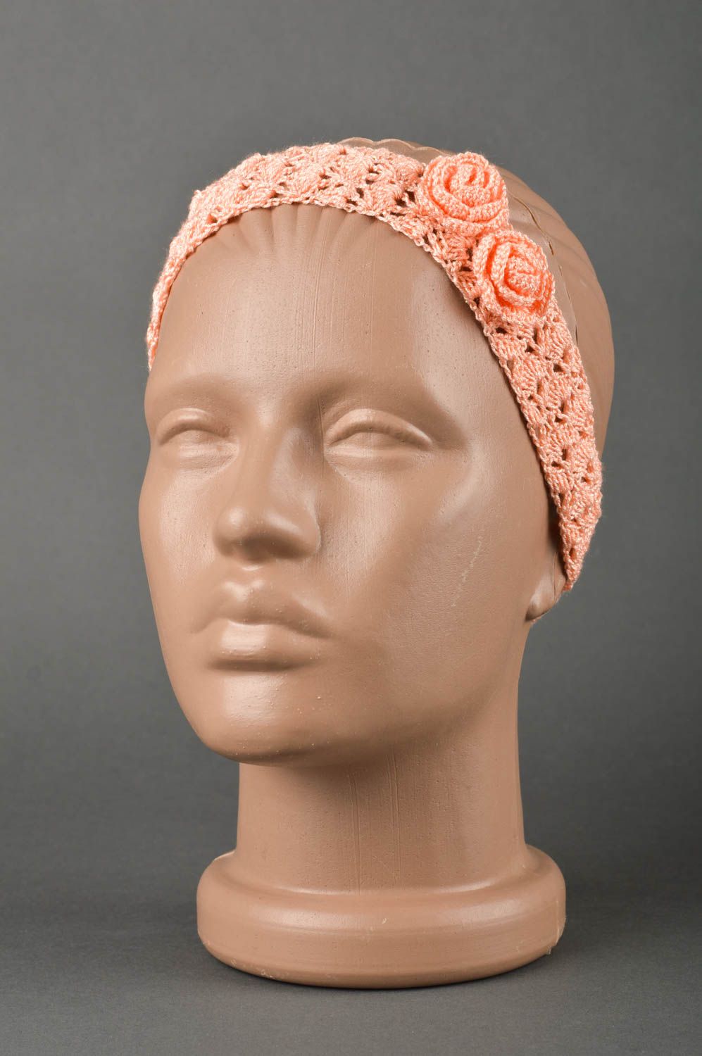 Banda para el cabello naranja hecha a mano regalo para niñas accesorio tejido foto 1