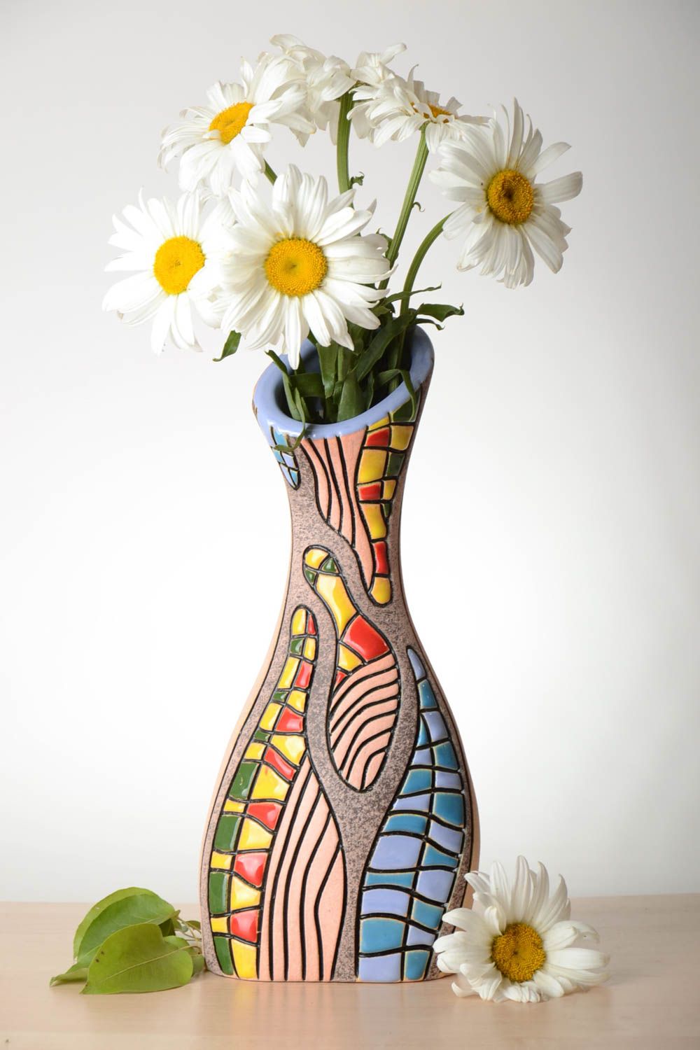 14 inches art style ceramic flower vase handmade pottery 2 lb photo 1