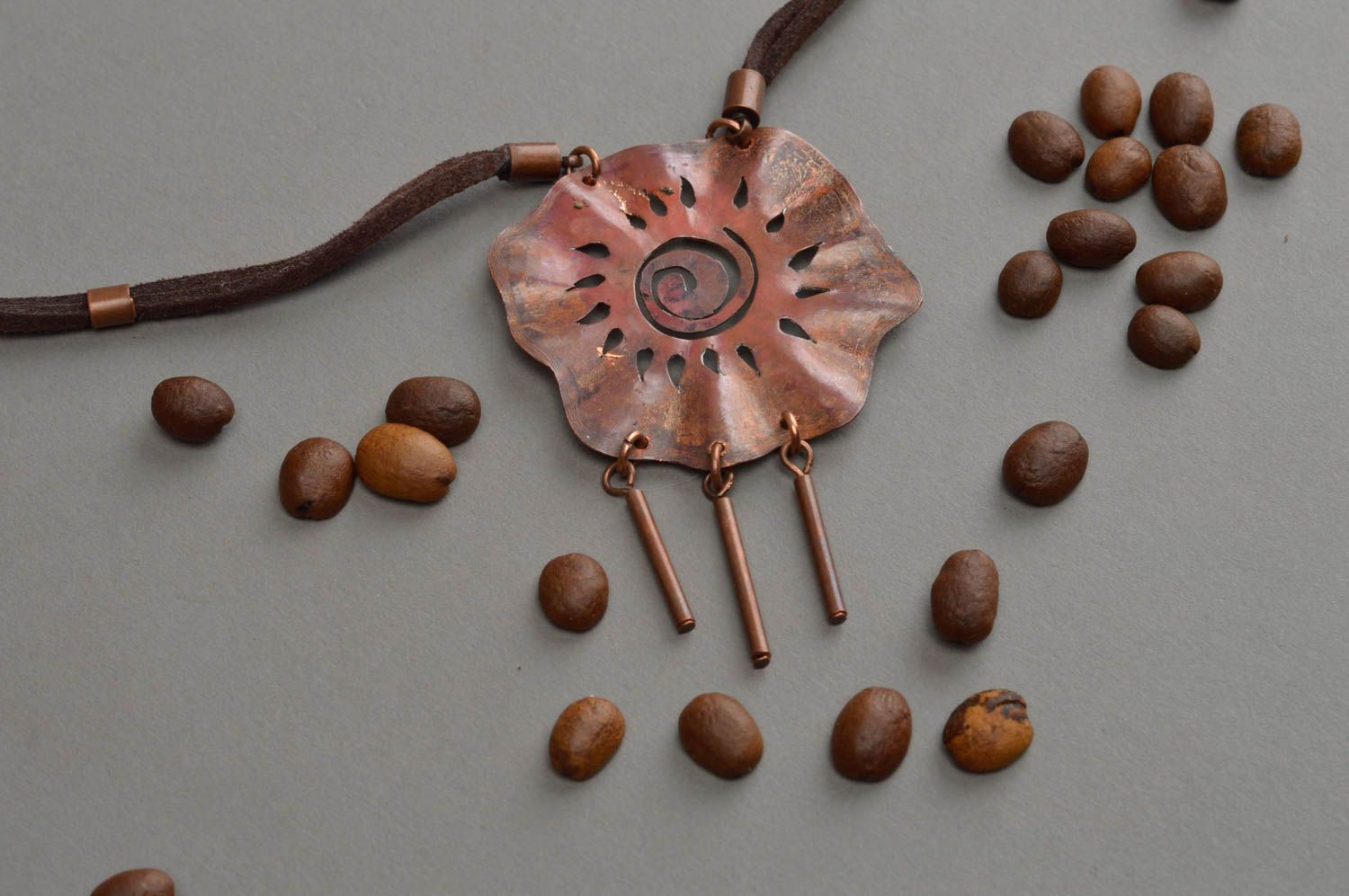 Handmade copper pendant beautiful female accessory present for fashionista photo 2