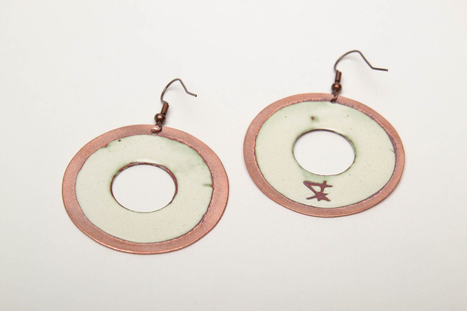 Enamel painted copper hoop earrings photo 5