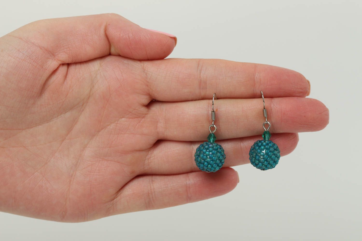 Handmade blaue Kugeln Ohrringe Glasperlen Schmuck Accessoire für Frauen foto 5
