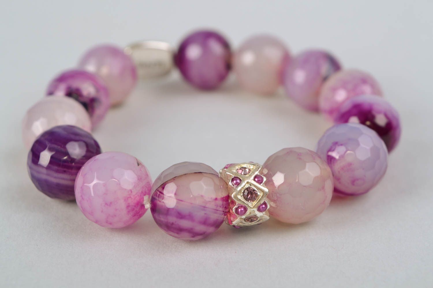 Agate beads stretch bracelet Love photo 4