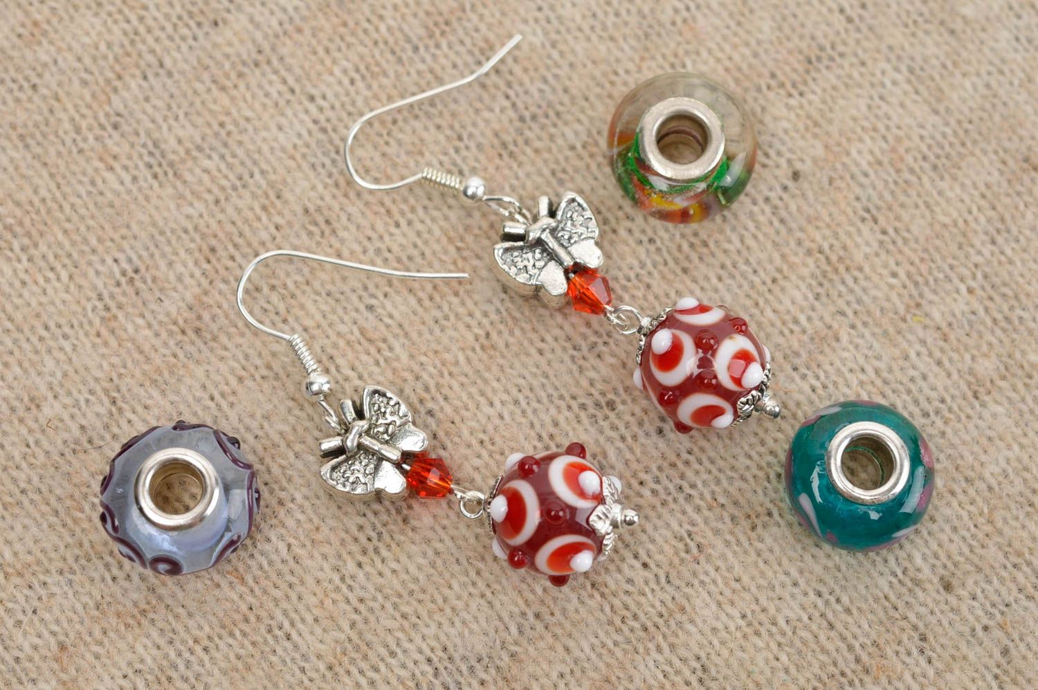 Beautiful glass earrings handmade earrings with charms stylish accessory photo 1