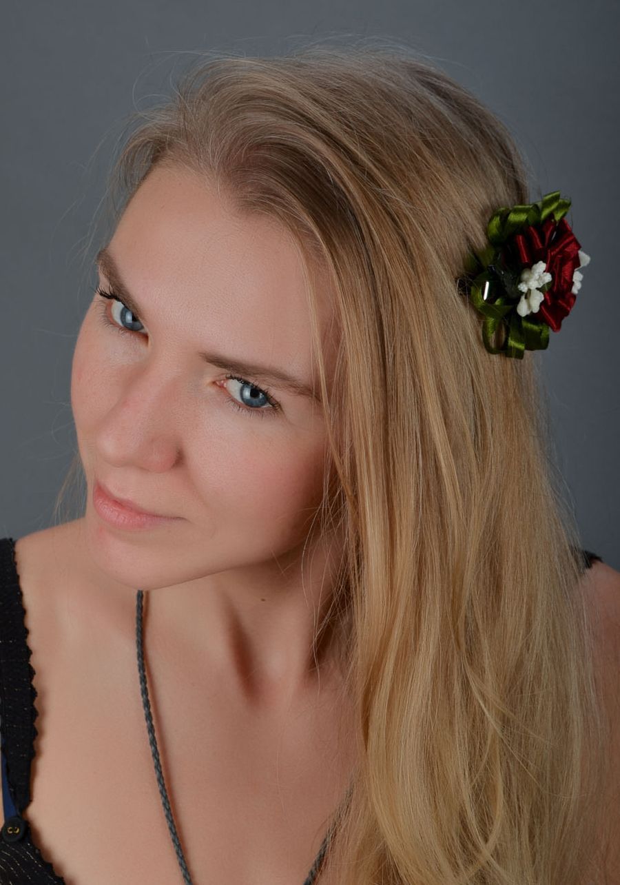 Handmade hair clip with flower Rose photo 1
