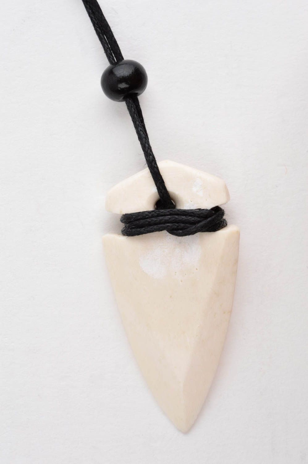 Handmade neck accessory unusual bone pendant unique fashion jewelry fang photo 4