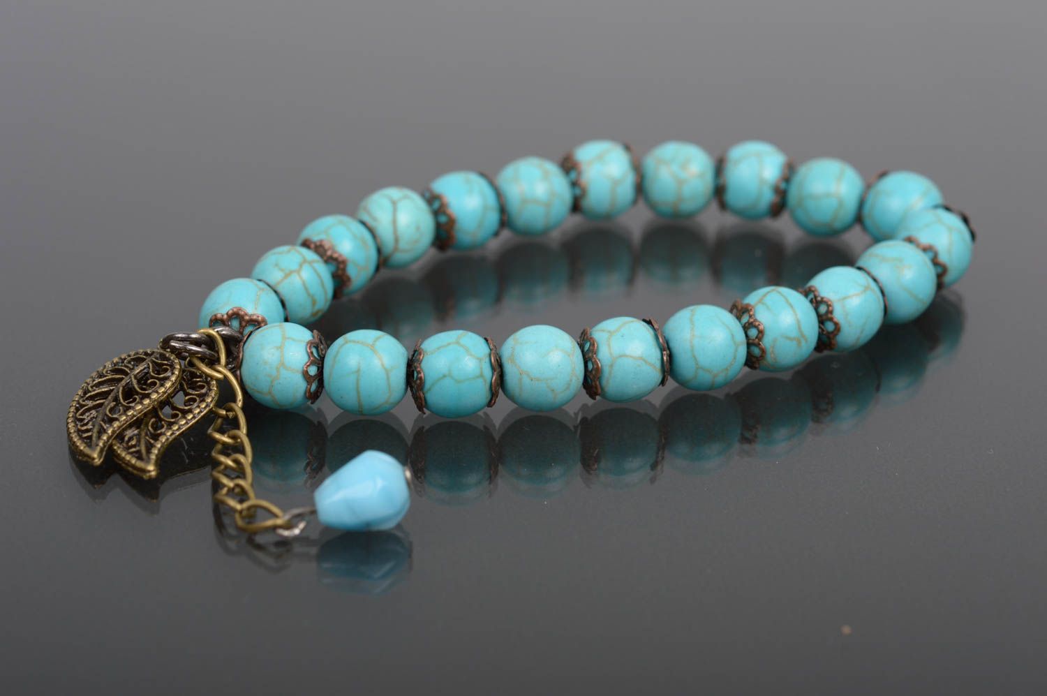 Bracelet en pierres Bijou fait main Accessoire femme perles turquoise  photo 4