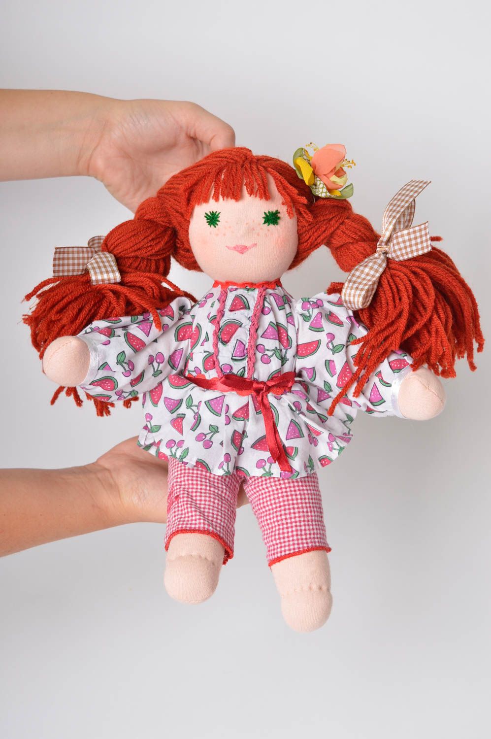 Handmade collectible doll fabric toy for children soft doll nursery decor ideas photo 5