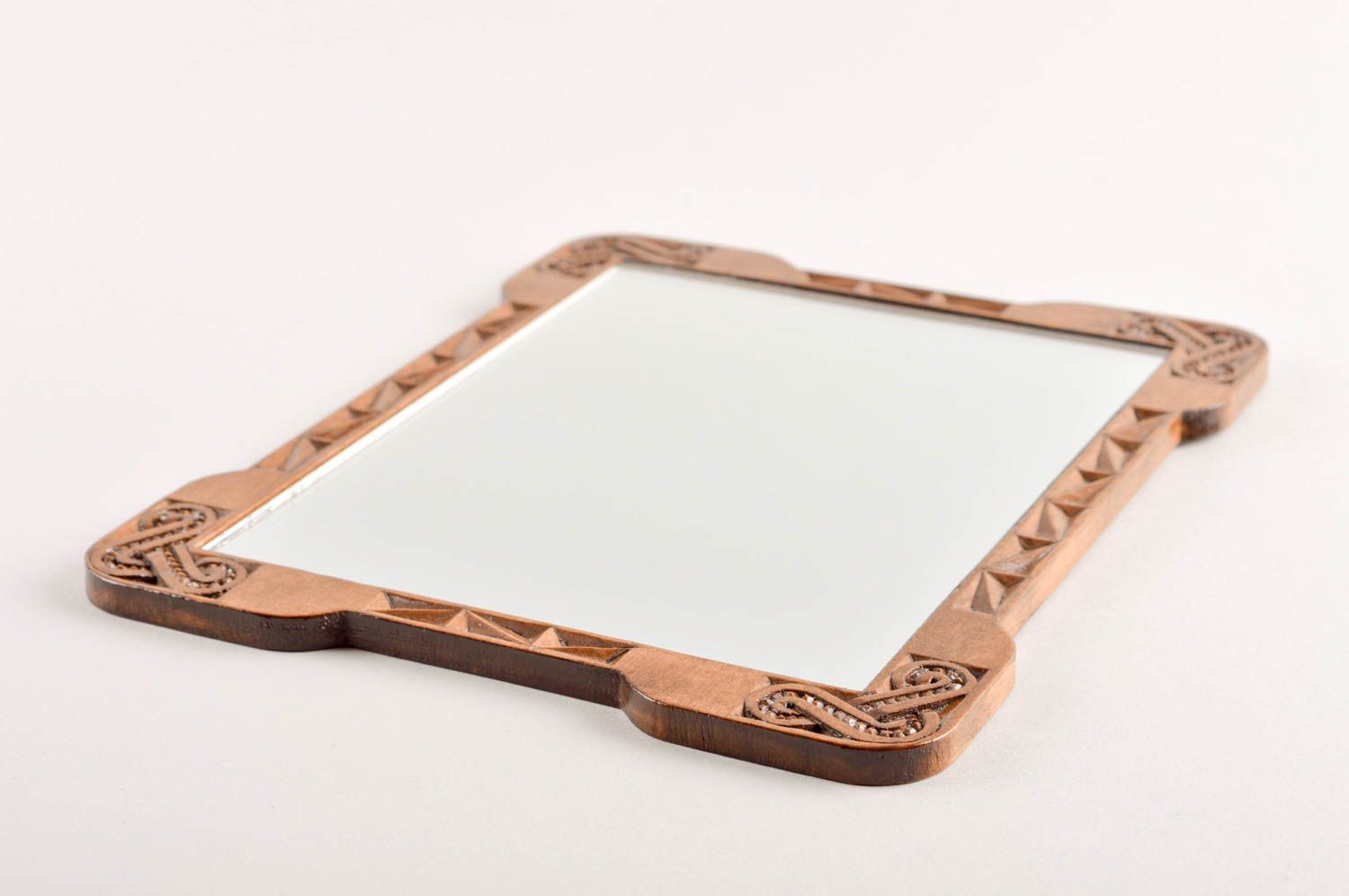 Specchio insolito di legno fatto a mano specchietto originale idee regalo foto 3
