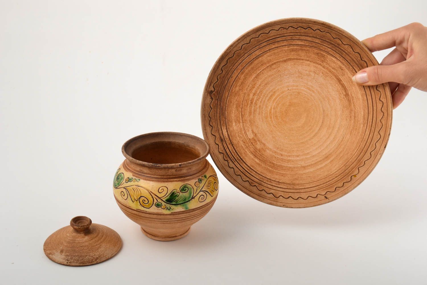 Handmade tableware pot for baking eco friendly tableware ceramic dish clay plate photo 5