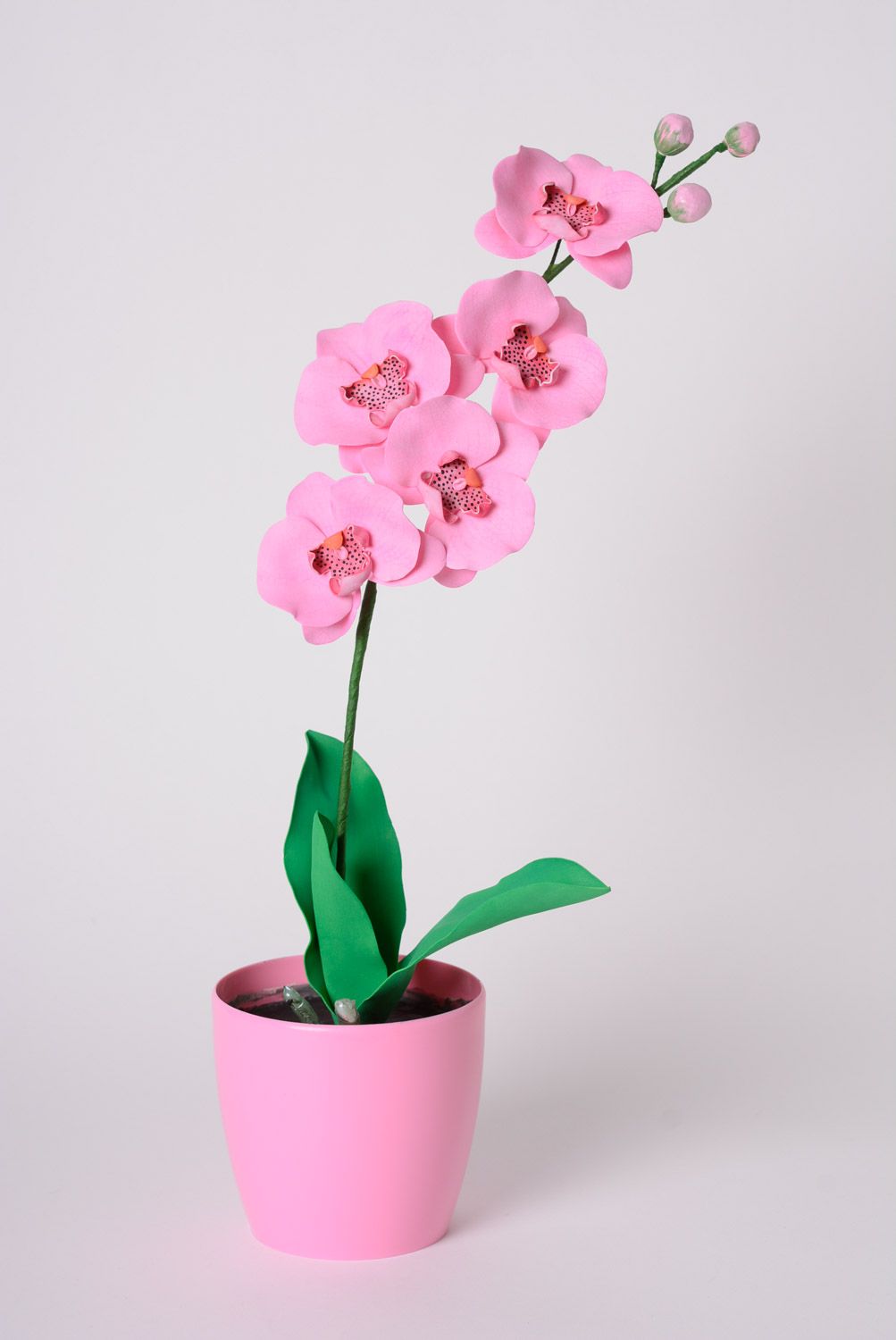 Веточка цветов из фоамирана искусственная орхидея ручной работы розовая красивая фото 1