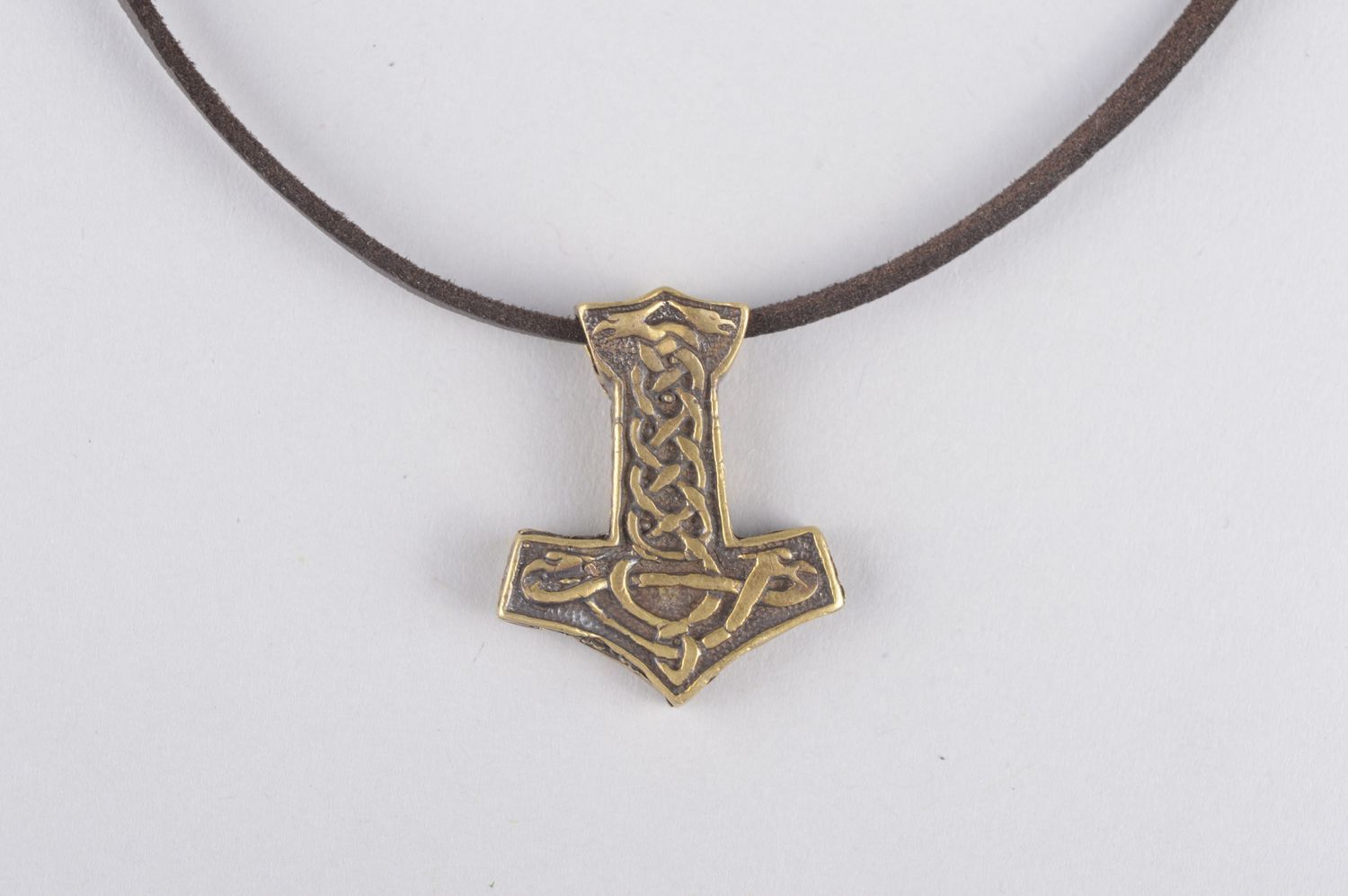 Bronze pendant handmade bronze jewelry metal pendant on cord metal jewelry photo 5