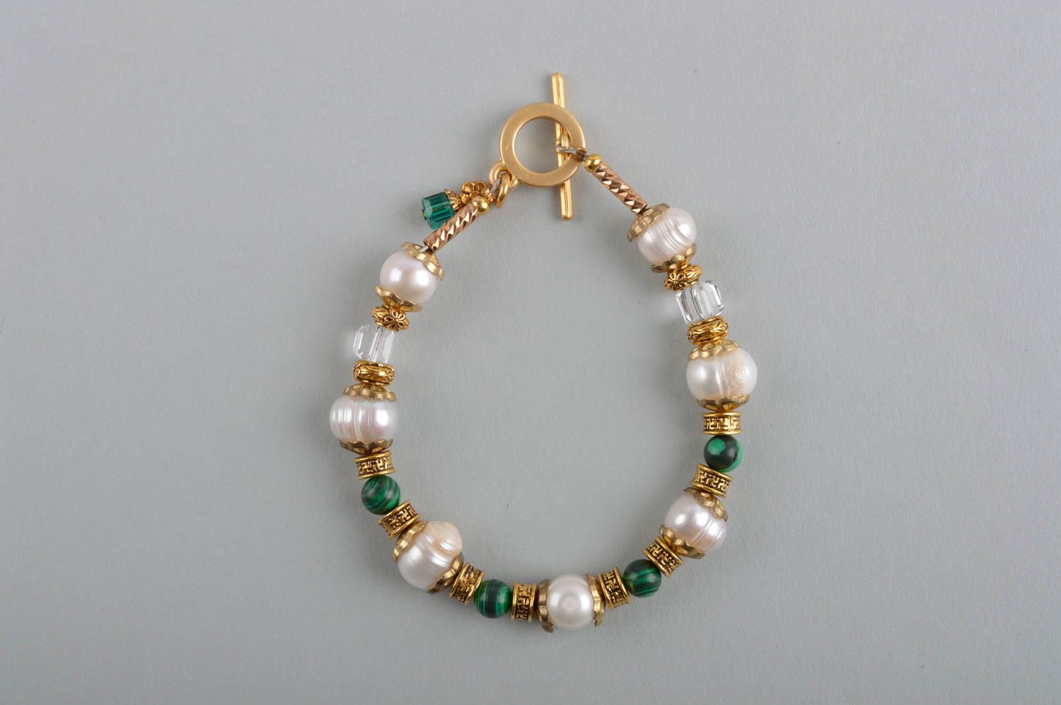 Bracelet en pierres Bijou fait main perles malachite cristaux Accessoire femme photo 2