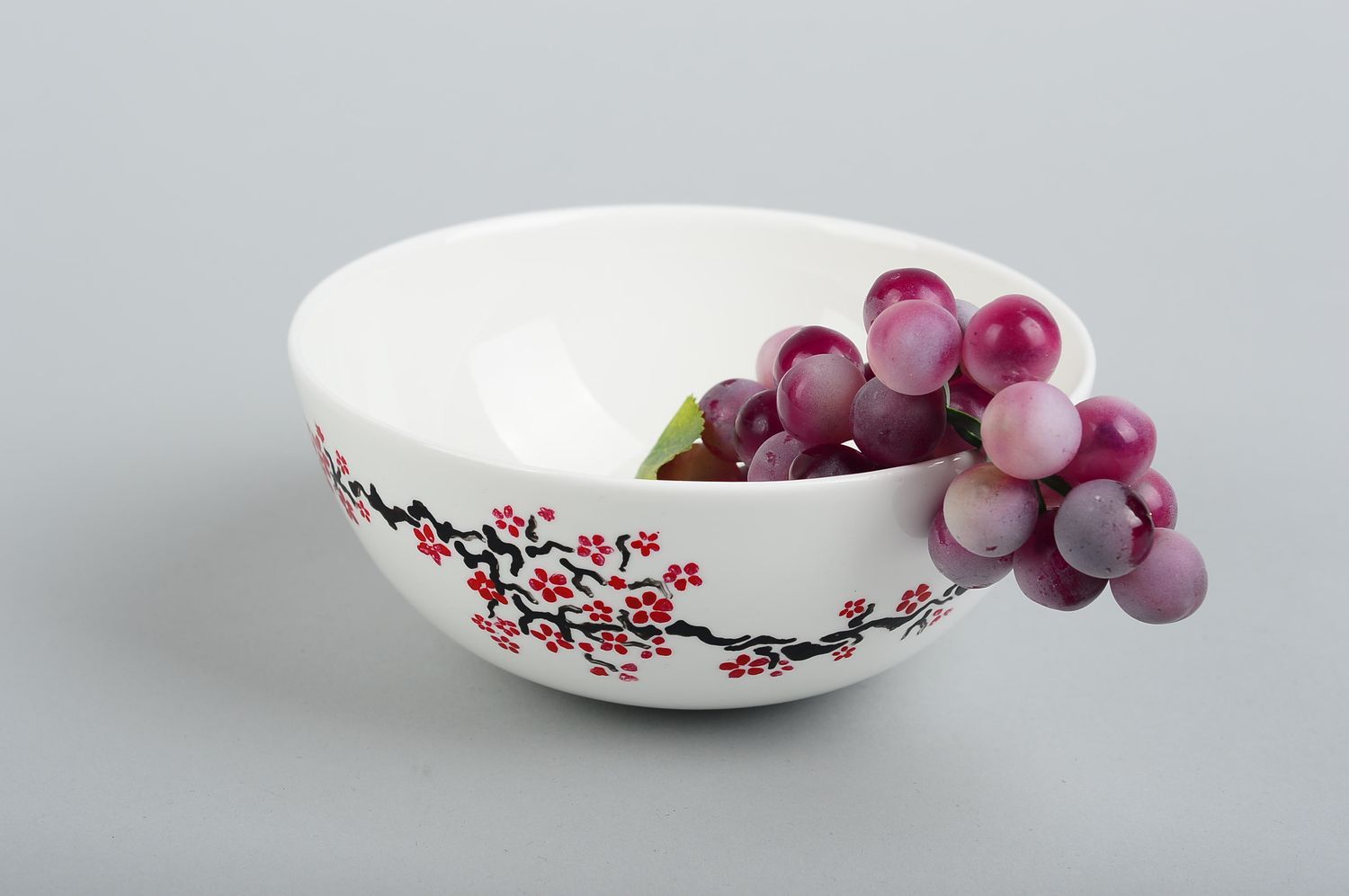 Bol blanc Saladier céramique fait main Vaisselle design original peinture fleurs photo 1