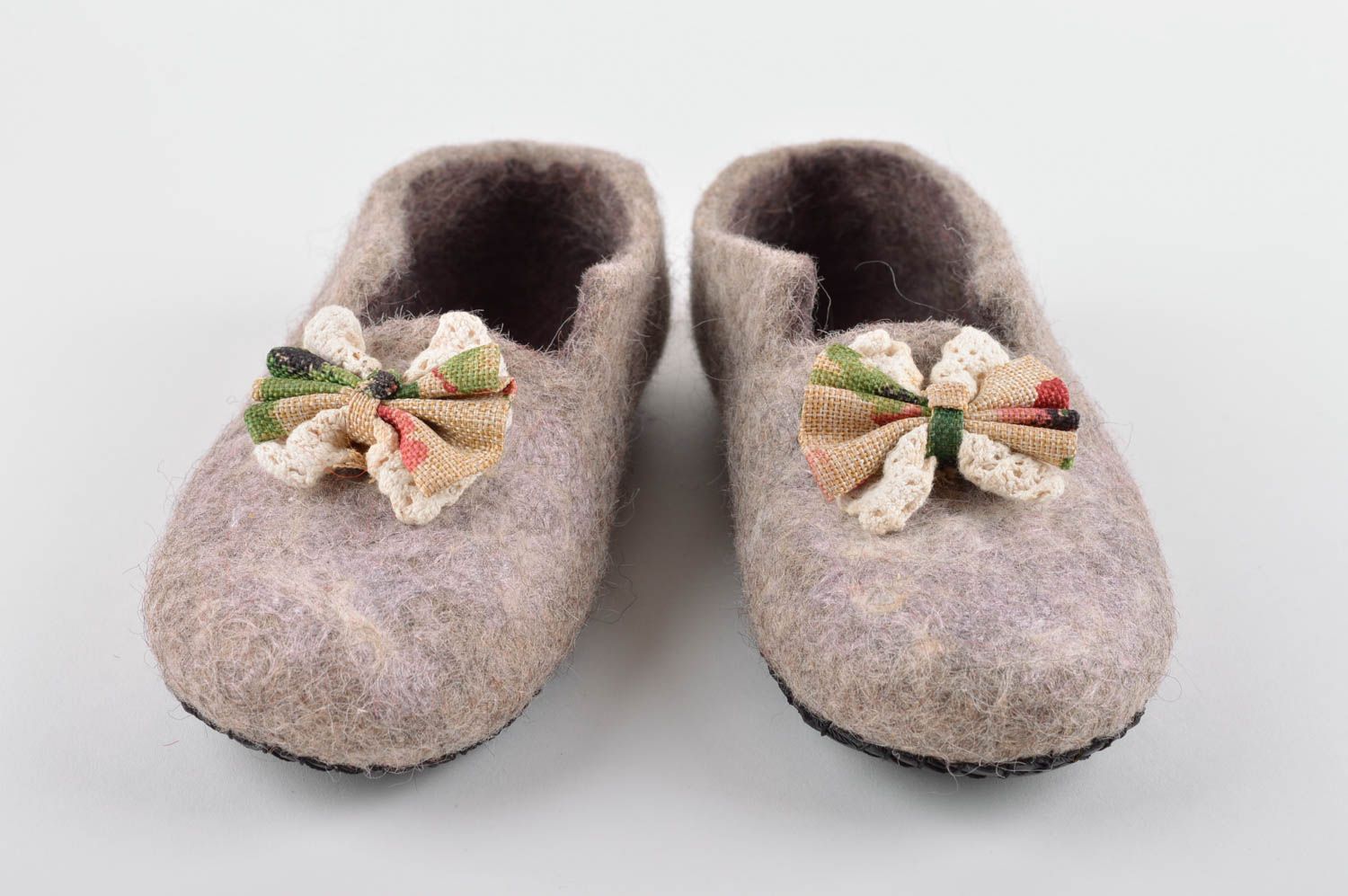 Handmade gefilzte Pantoffeln schöne Hausschuhe warme Damen Hausschuhe grau foto 4