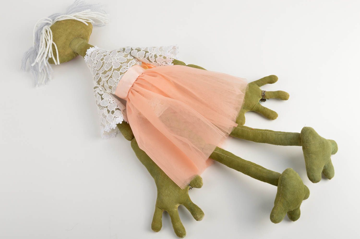 Jouet grenouille fille Peluche faite main textile Décoration d'intérieur photo 5