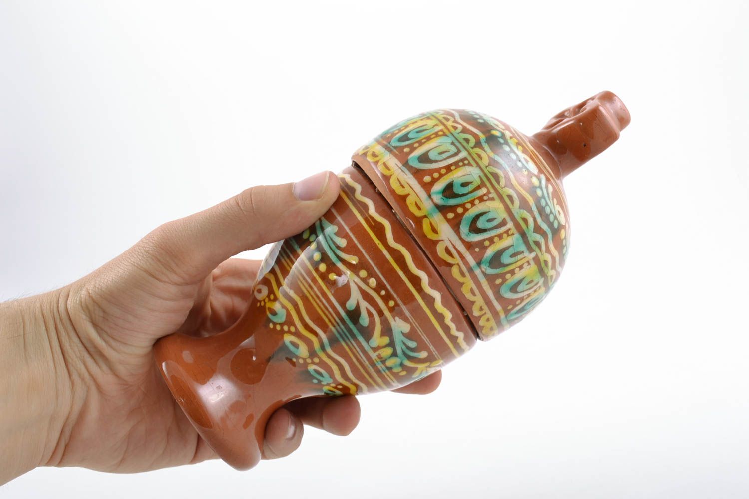 Large handmade designer decorative ceramic Easter egg painted with glaze photo 4