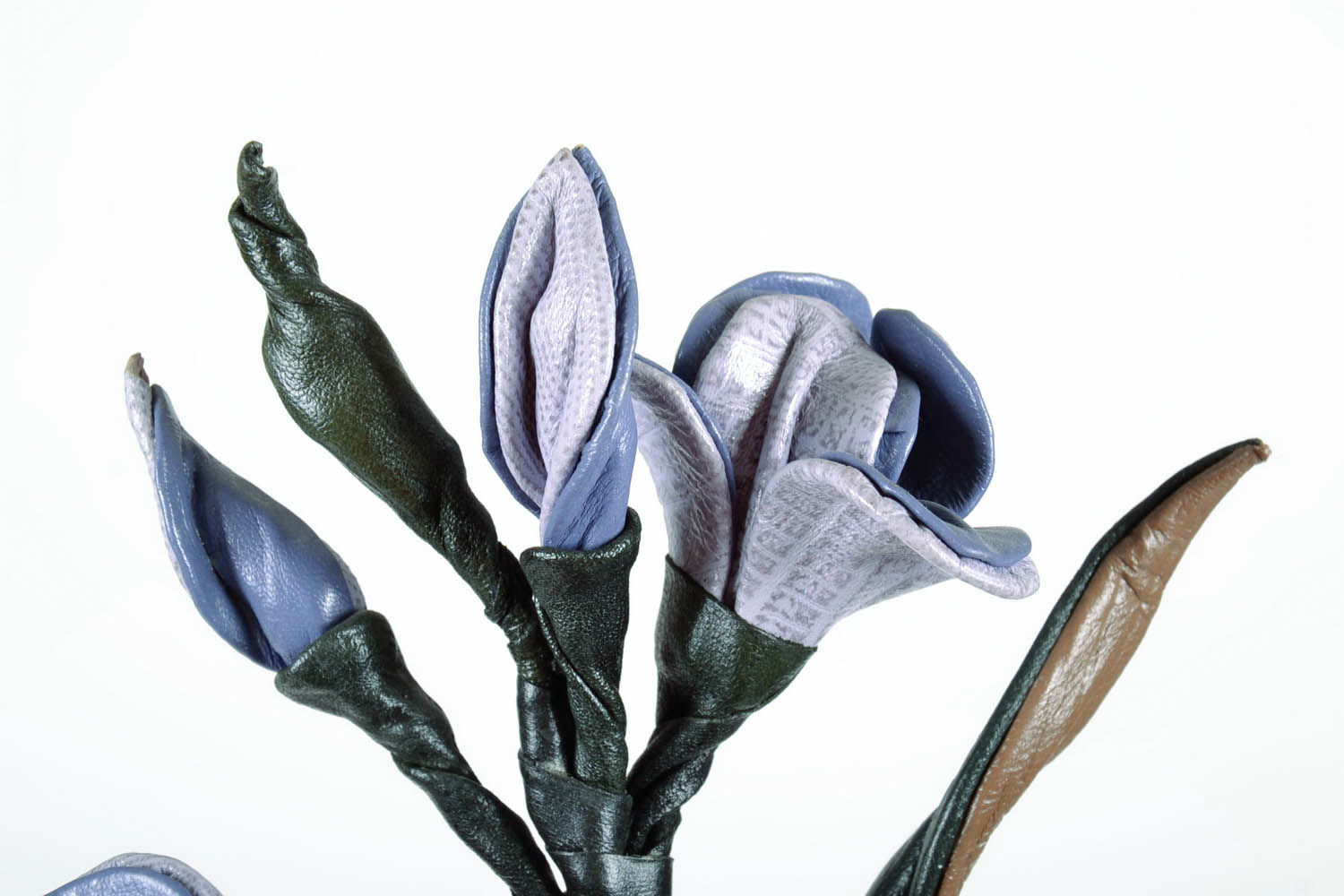 Decorative flowers made of genuine leather photo 4