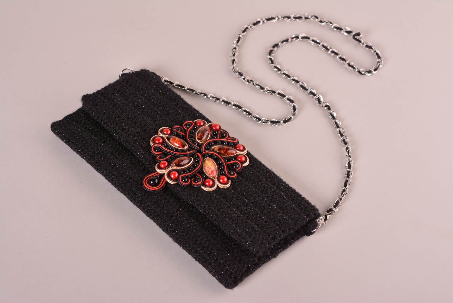 Clutch Tasche handmade Accessoire für Frauen Geschenk für Frauen schwarz  foto 3