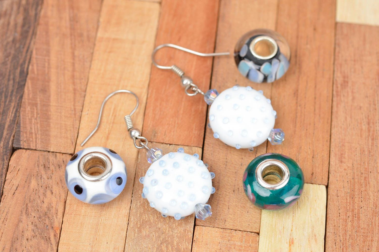 Lampwork jewelry handmade glass earrings long earring with charms glass jewelry photo 1