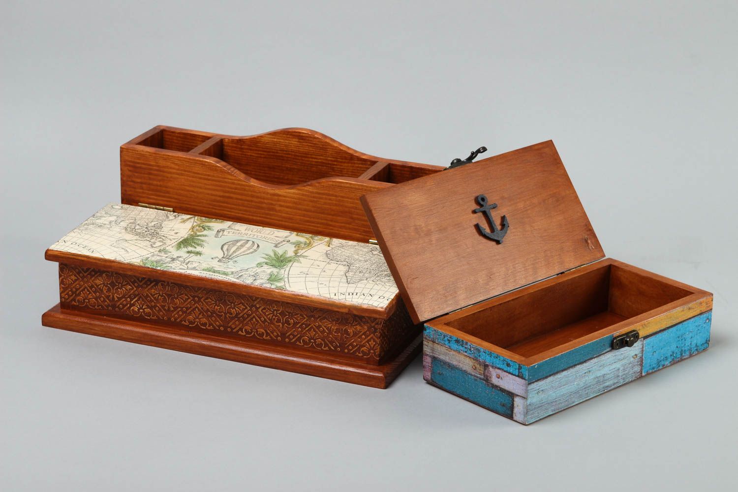 Cajas de madera hechas a mano para plumas decoración de interior regalo original foto 3