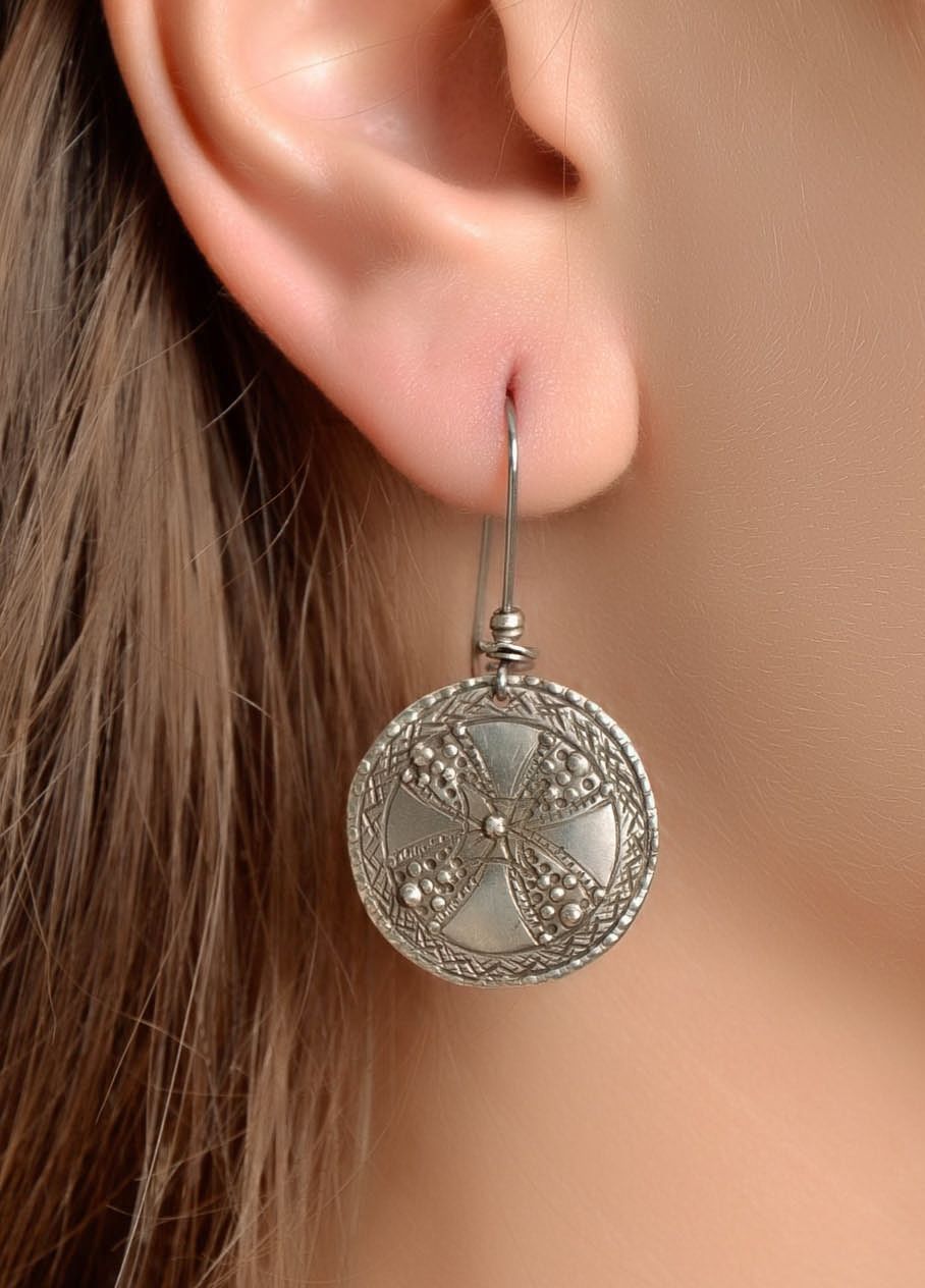 Round Earrings Made of Melchior photo 4