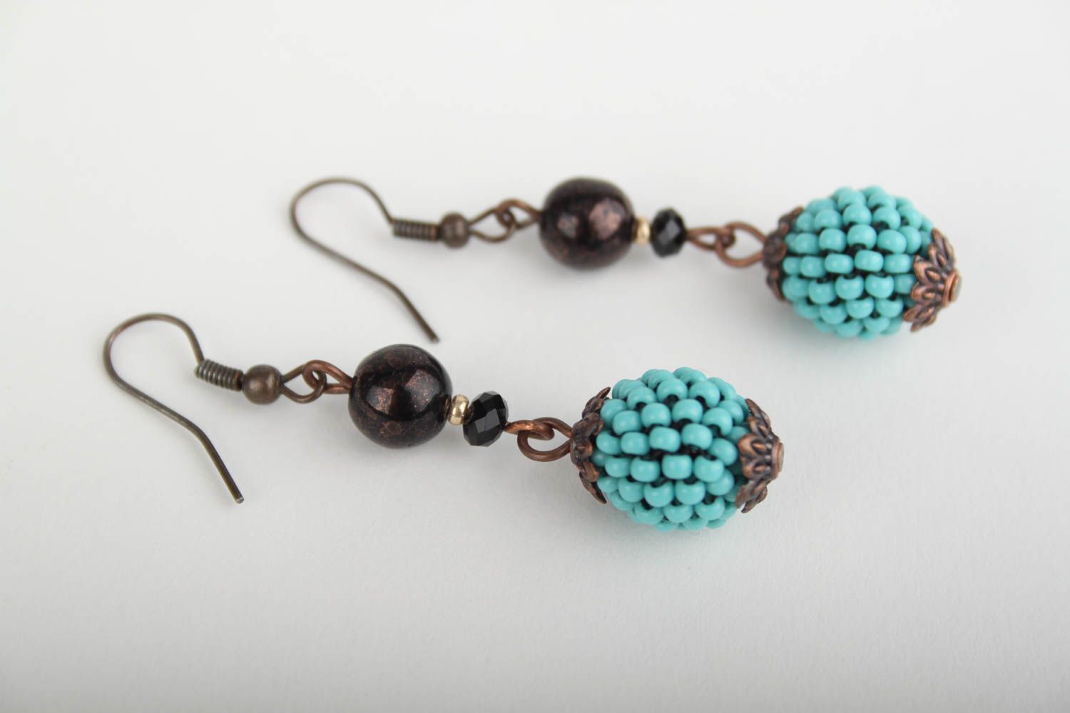 Handmade beaded earrings exclusive earrings with charms designer bijouterie photo 3